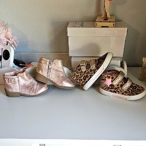 Bundle Of Size 7 Cat & Jack Boots And Carters Sparkly Leopard Hi-Top Shoes